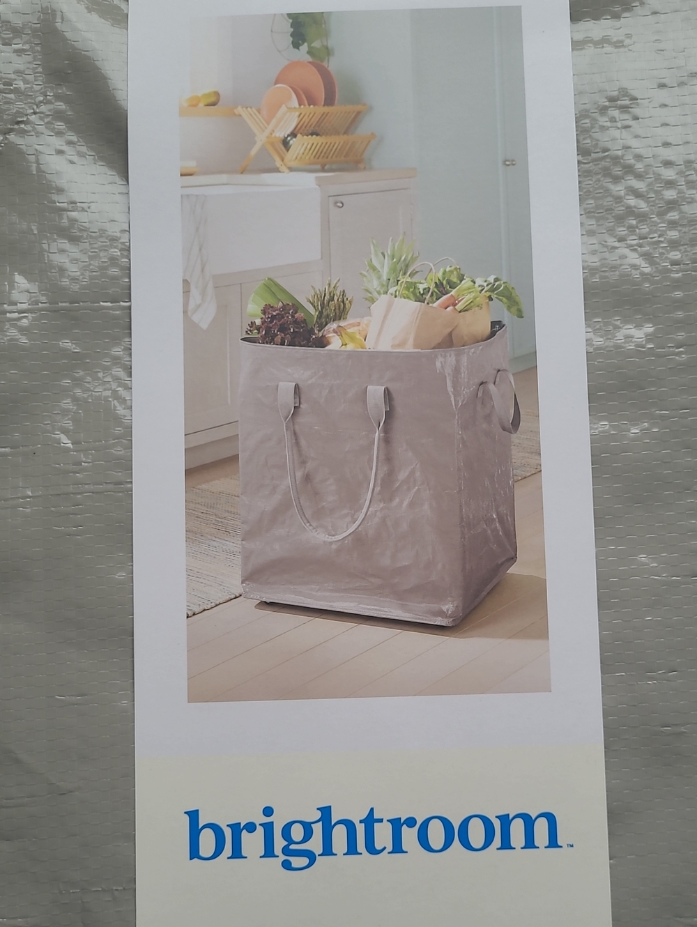 New! Brightroom Large Folding Rolling Storage Gray Bag on wheels Zipper closure